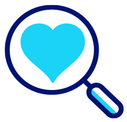 graphic of a heart inside a magnifying glass