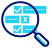 magnifying glass over Boolean data icon