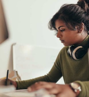 woman with headphones