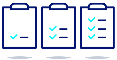 graphic three clipboards with checklists