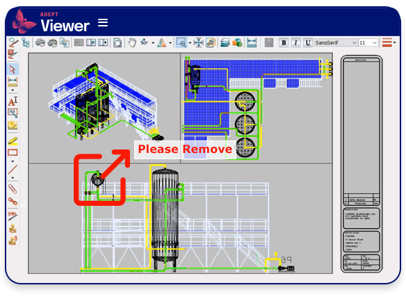 Red line annotation in Adept Viewer