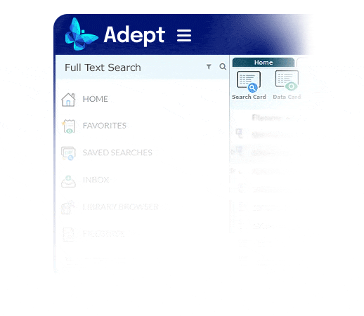 Full text search field in the Adept software window