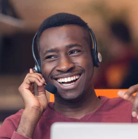 Man talking on headset