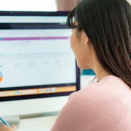 Woman looking at computer screen